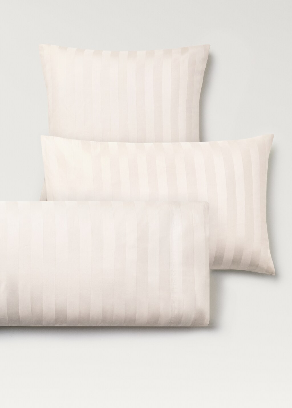 Multistripe satin pillowcase 60x60cm - Beige