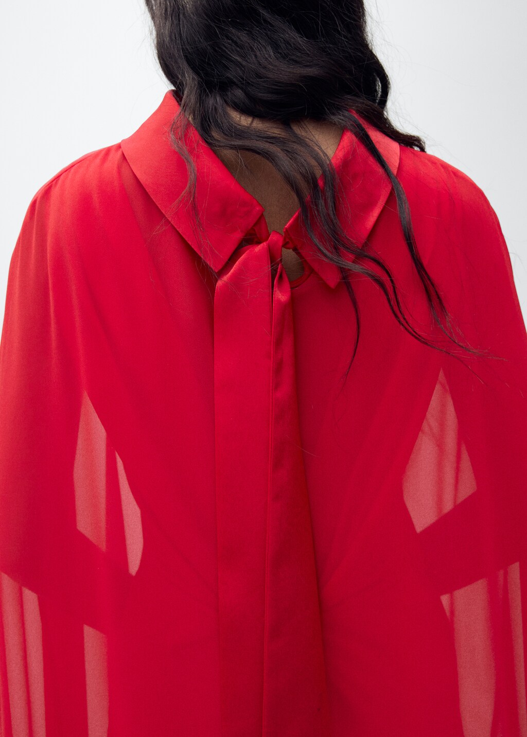 Long cape with bow - Red