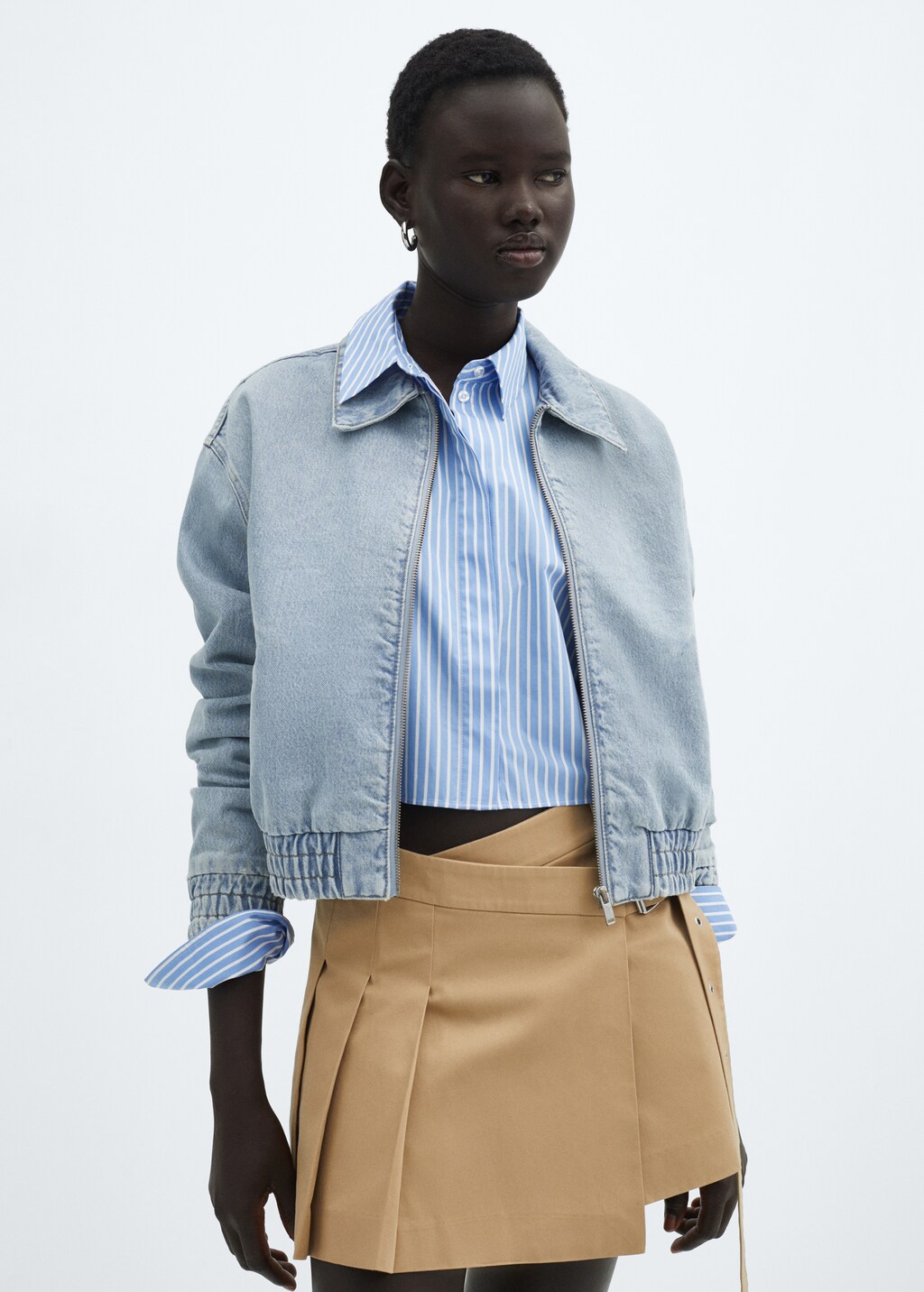 Denim bomber jacket - Sand