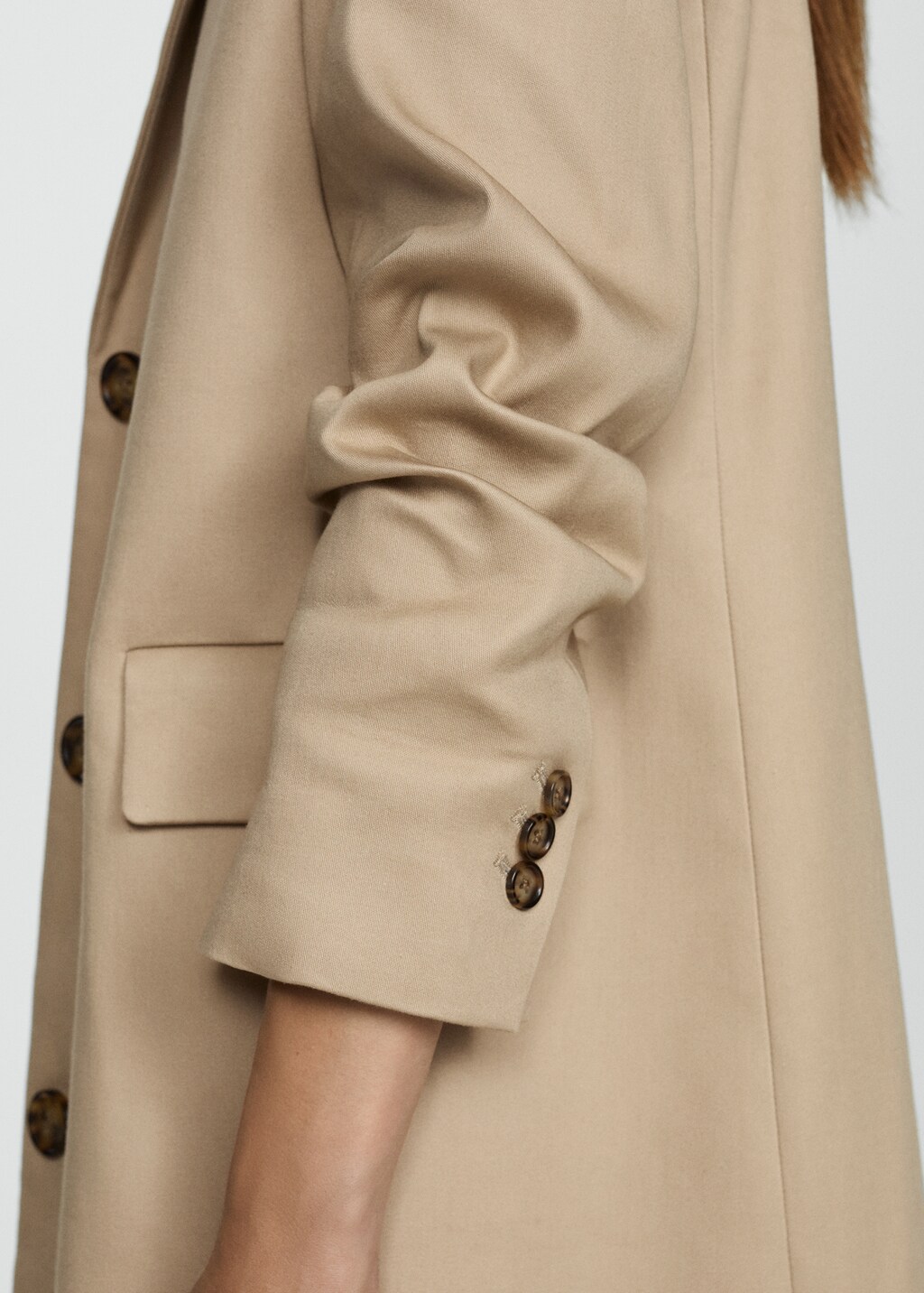 Straight cotton midi coat - Beige