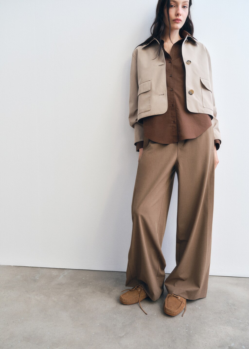 Leather boat shoes with laces - White