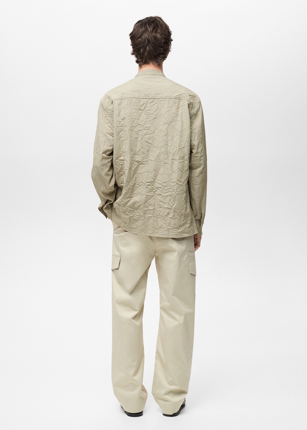 Crew-neck shirt with creased effect - Pastel Green