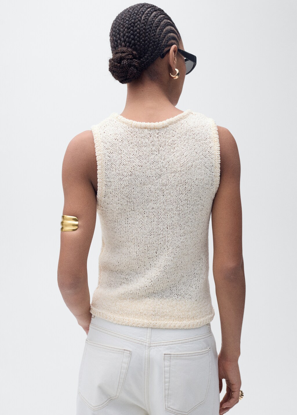 Crochet top with straps - Ecru