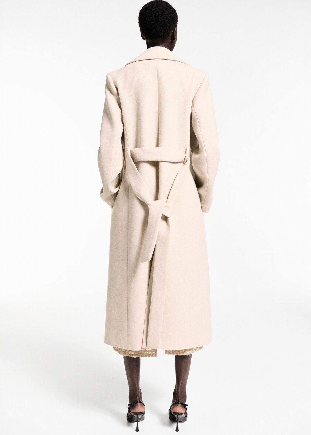 Manteco wool coat with detachable fur collar - Black