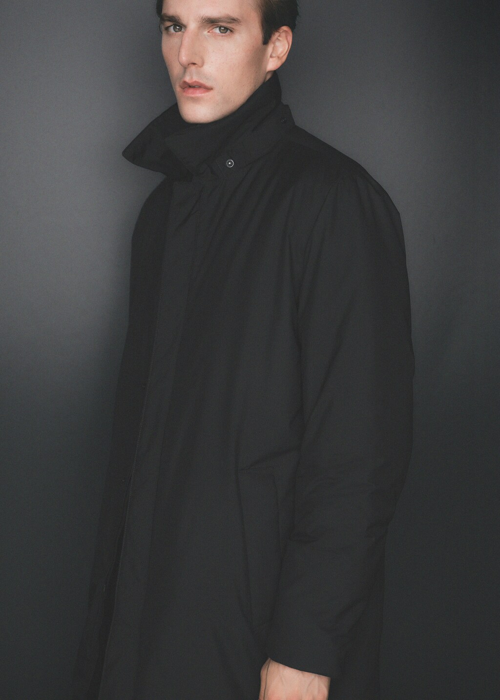 Water-repellent quilted parka - Black