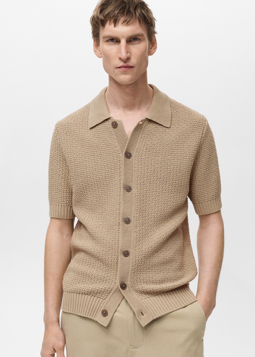 Cotton knit shirt - Beige