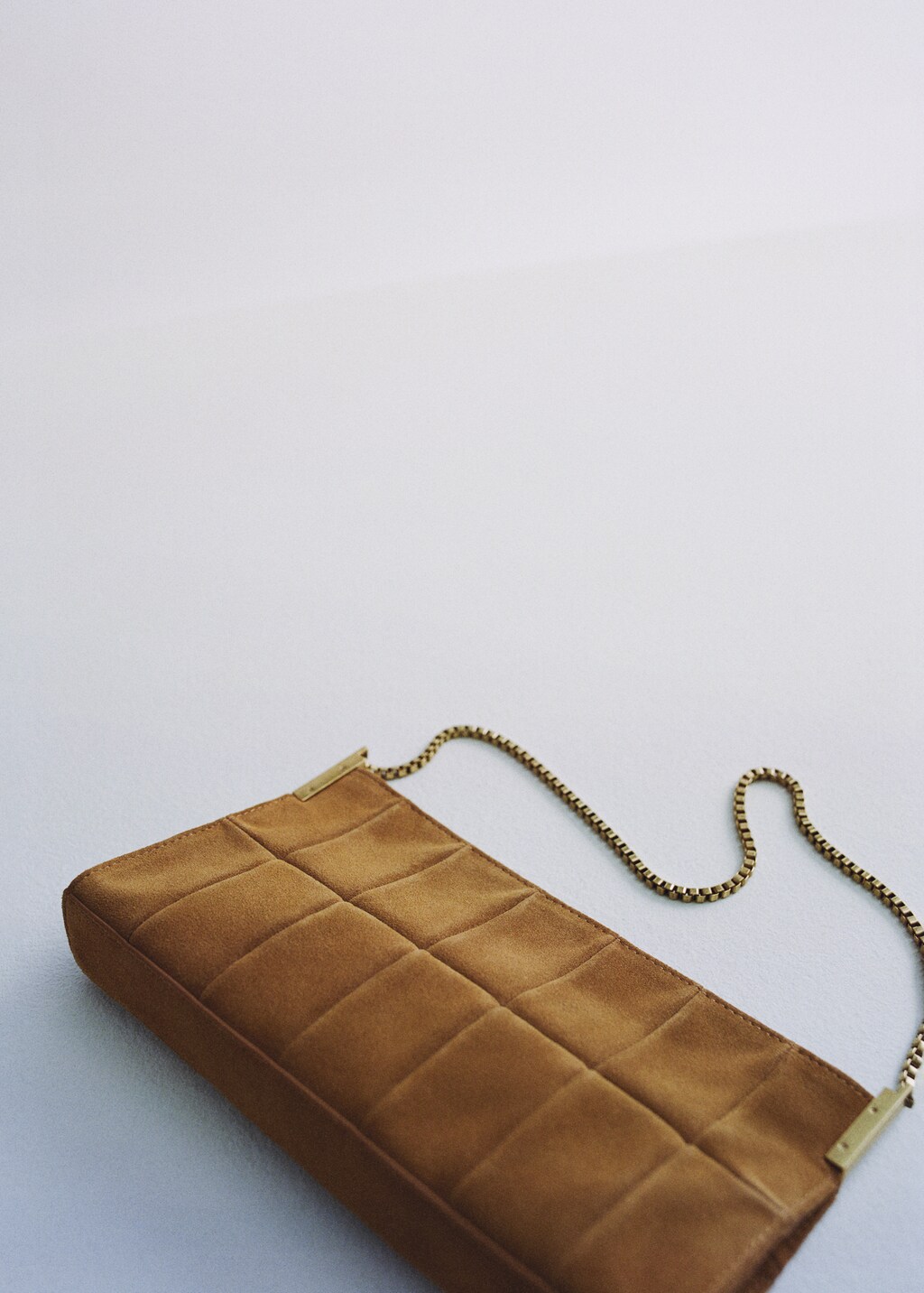 Suede baguette bag - Medium Brown