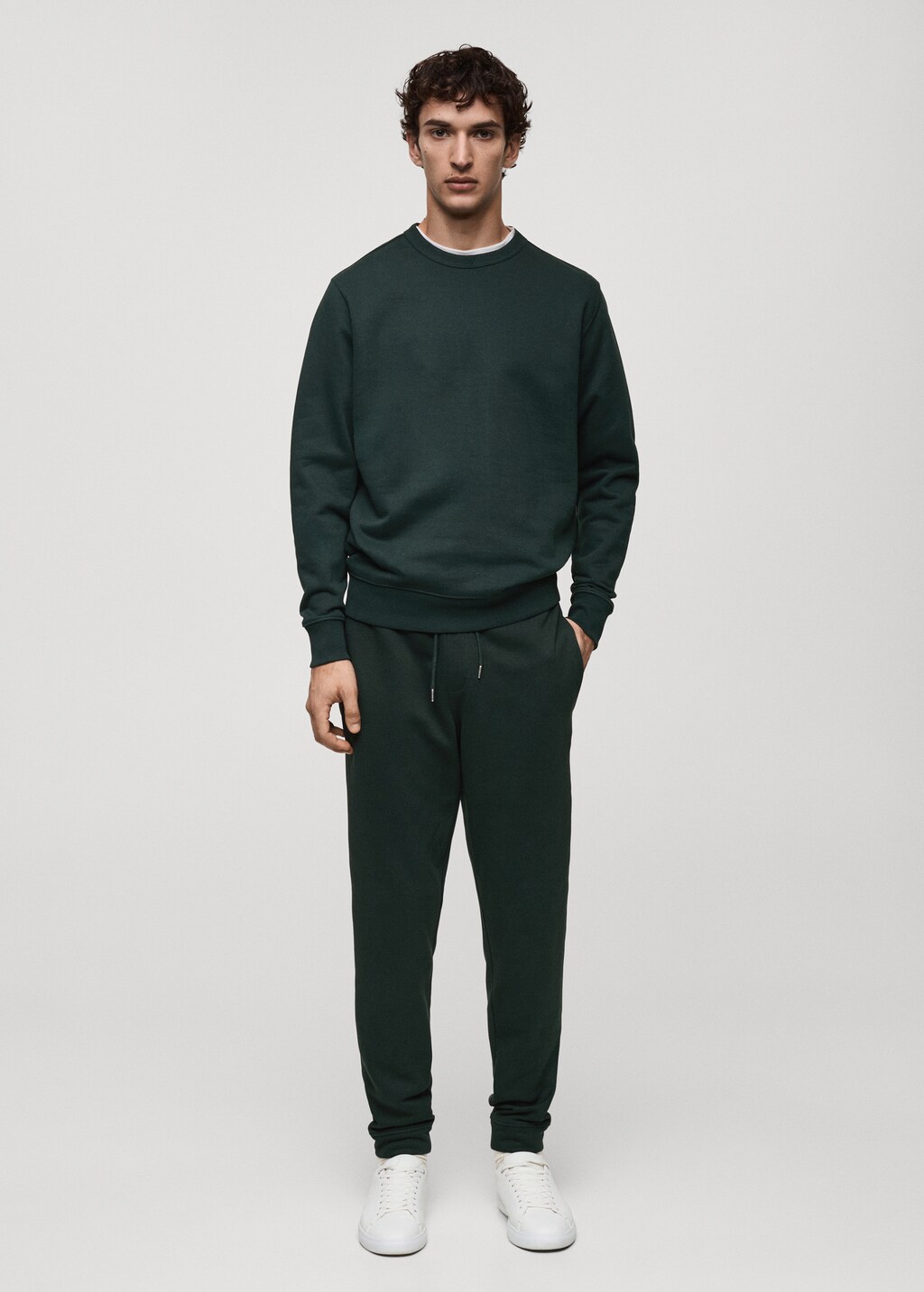 Brushed joggers with elastic waistband - Dark Navy