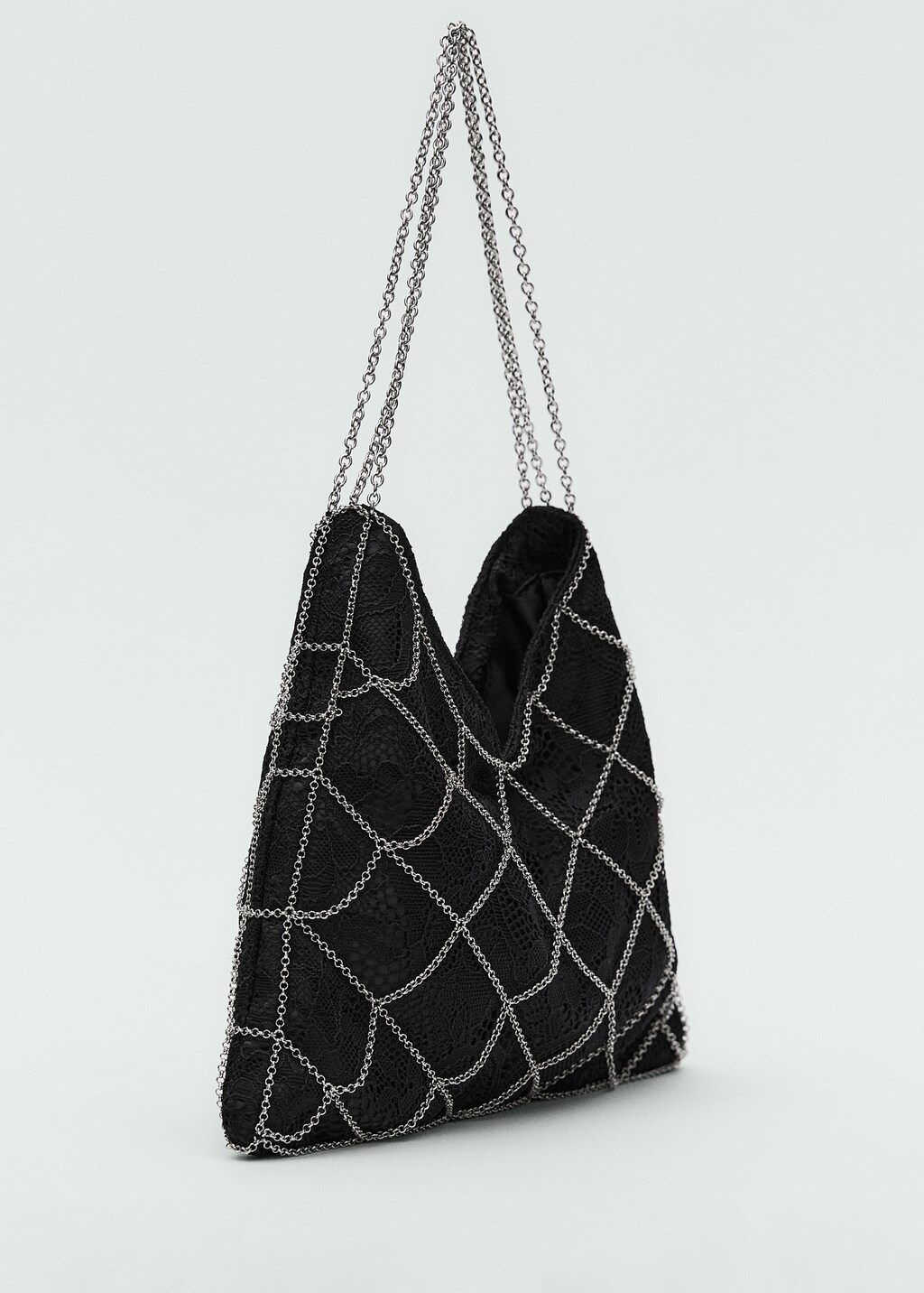Guipure mesh chain bag - Black