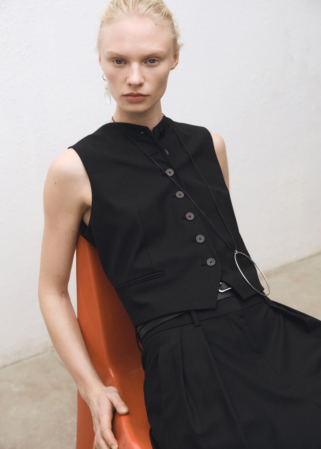 Wool-blend suit waistcoat - Black