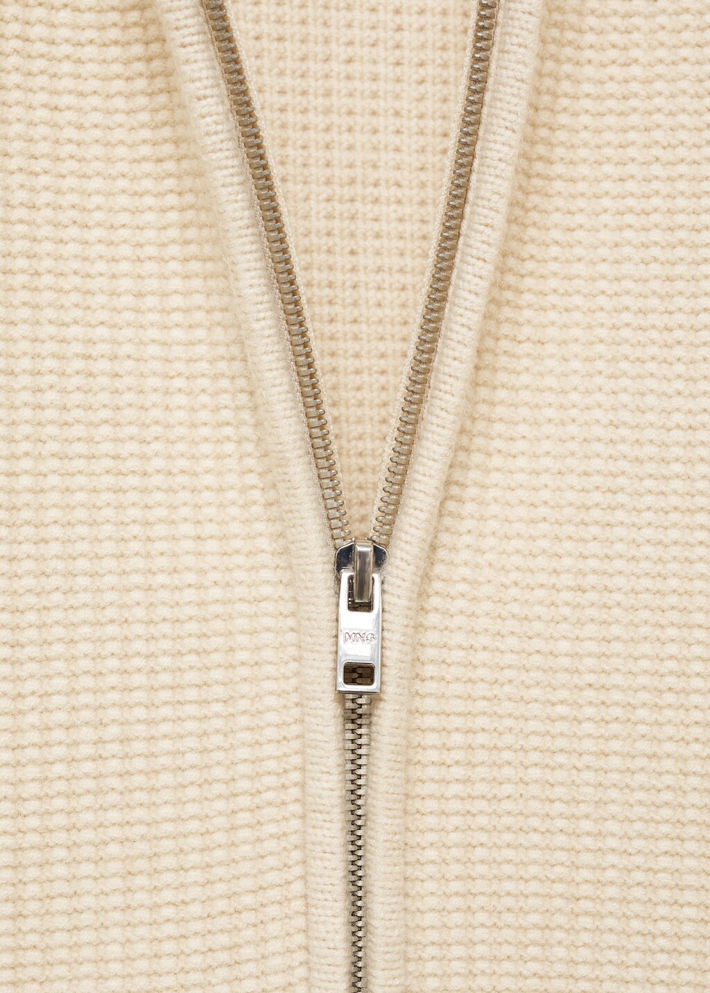 Structured knitted cardigan with zip - Sand