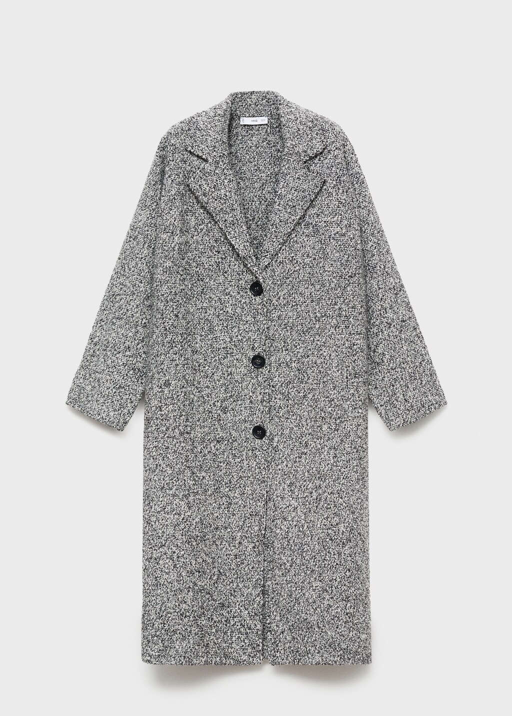 Mottled knitted cotton coat - Black