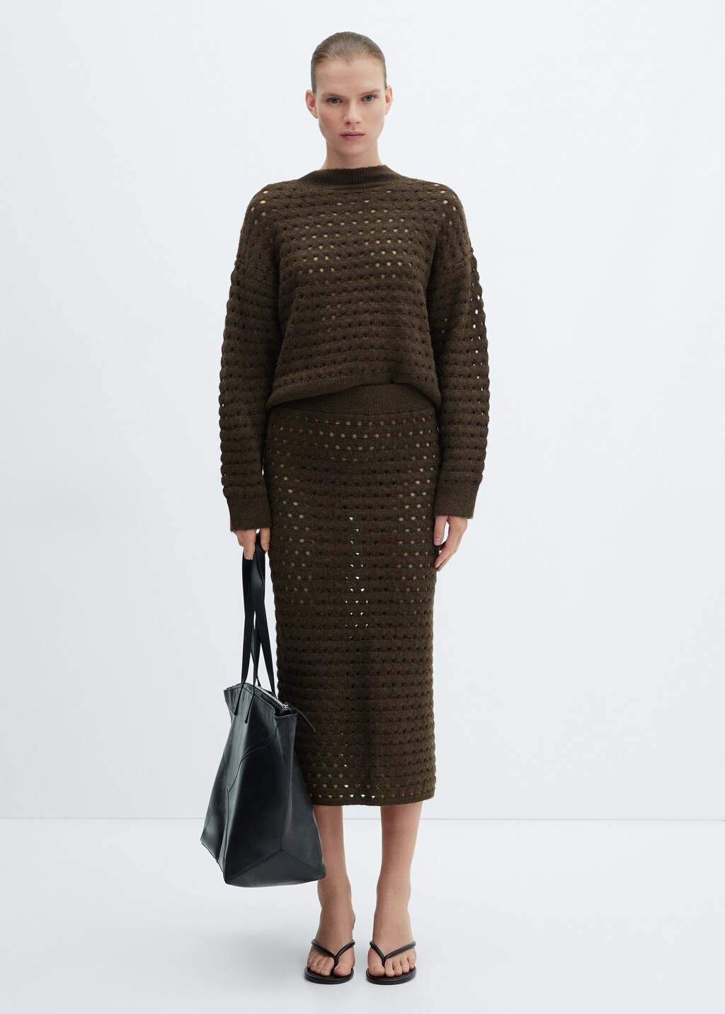 Knitted sweater with openwork details - Light/Pastel Grey