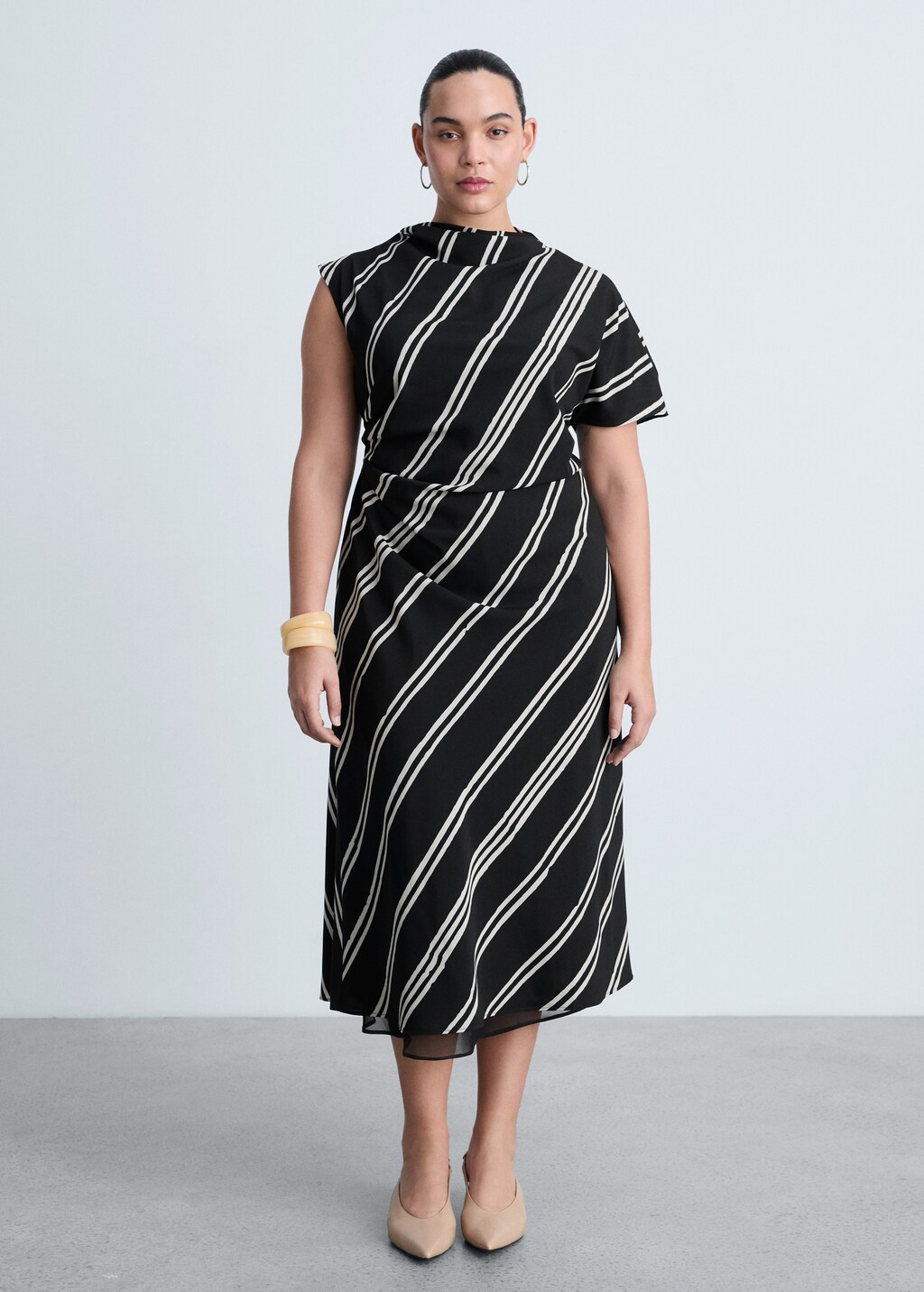 Stripe-print midi-dress - Black