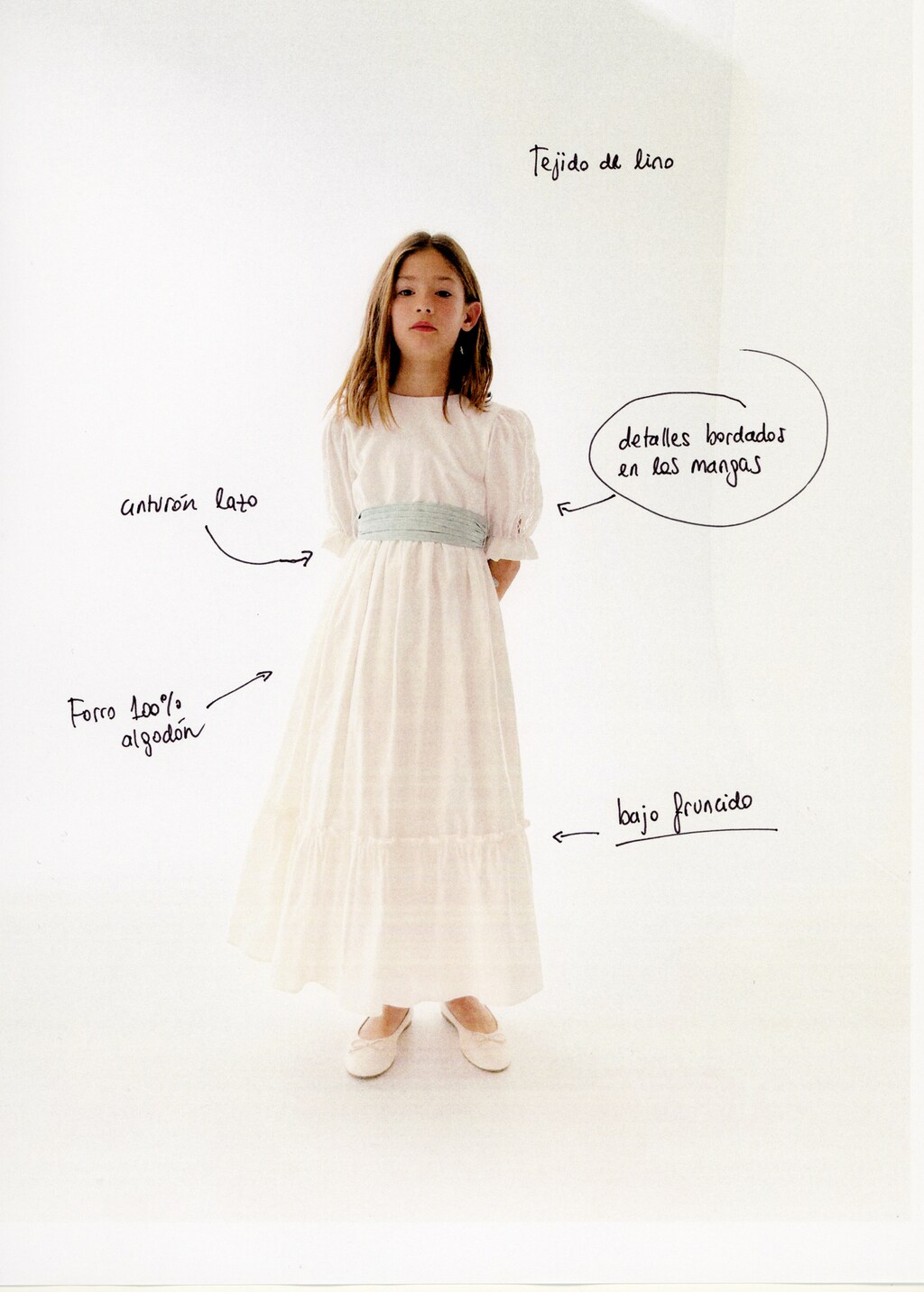 Ruffled linen dress - White