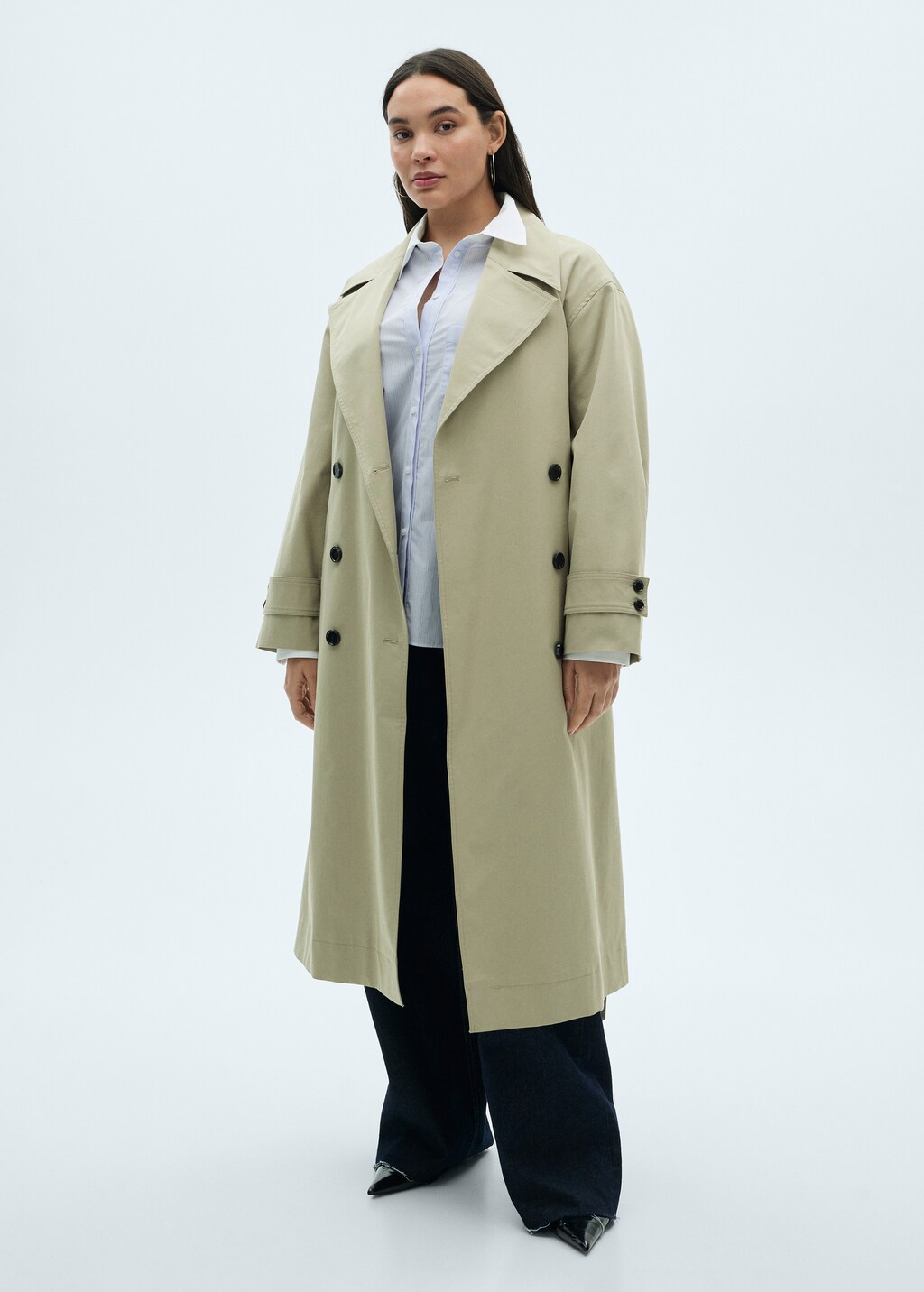 Cotton-blend combined shirt - Blue