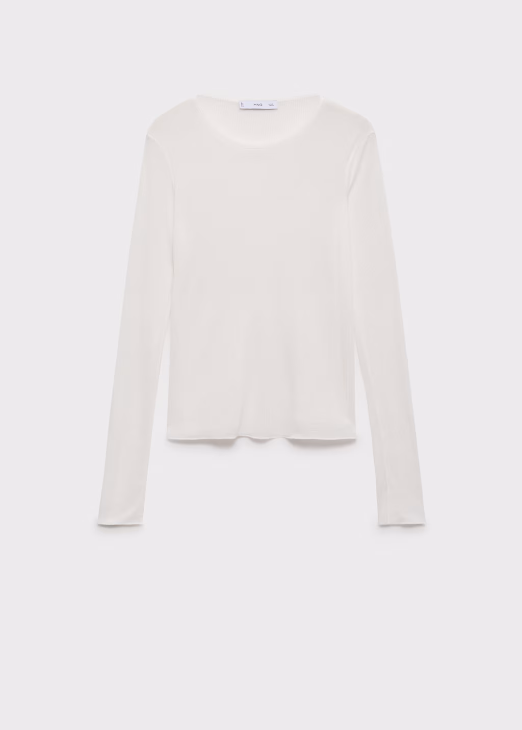 Fine ribbed knit top - White