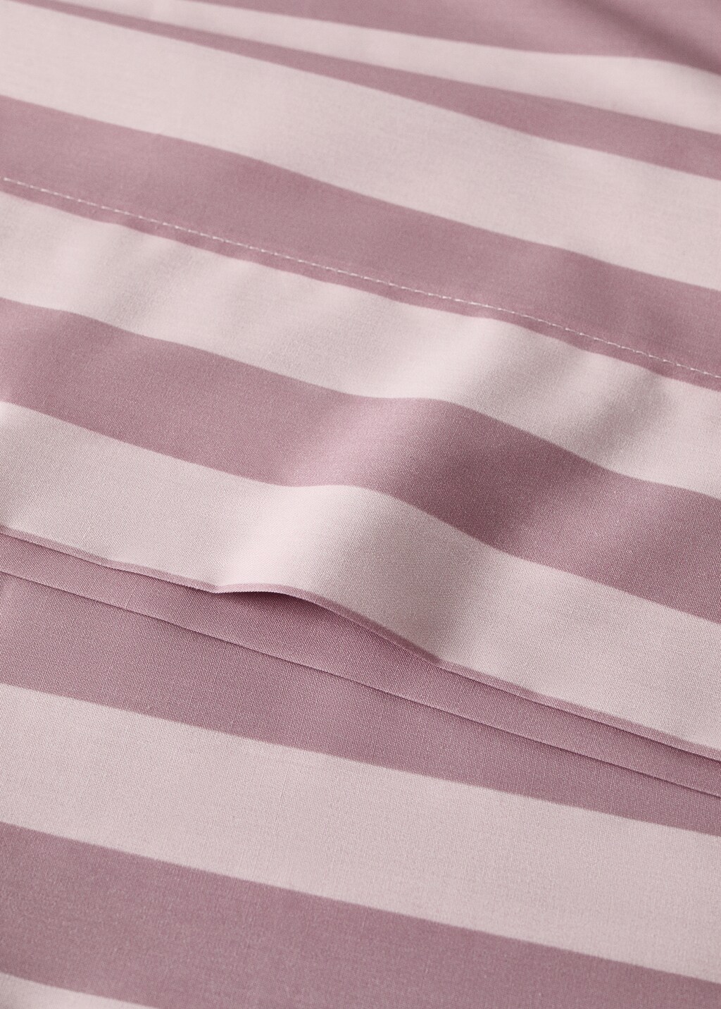 Cotton percale thick-striped children's pillowcase, 45x110 cm - Pink