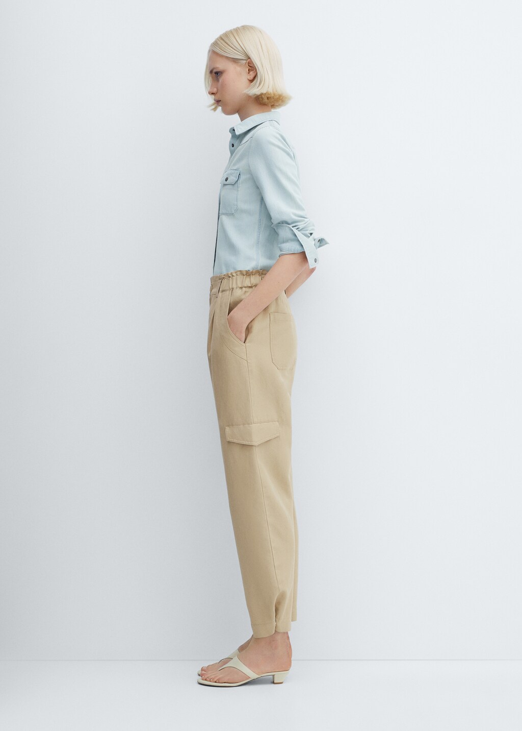 Linen cargo trousers - Beige