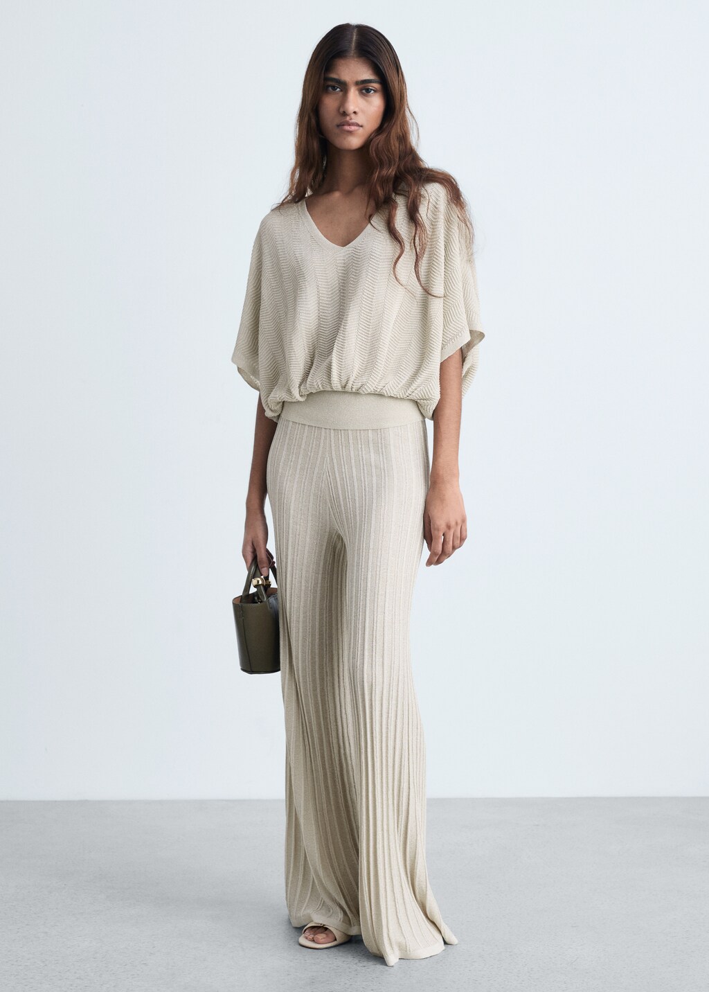 Flared knitted trousers - Gold