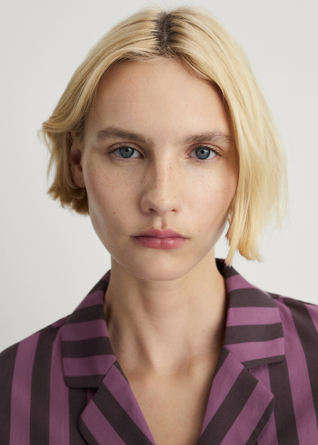 Woven two-tone striped t-shirt - Brown