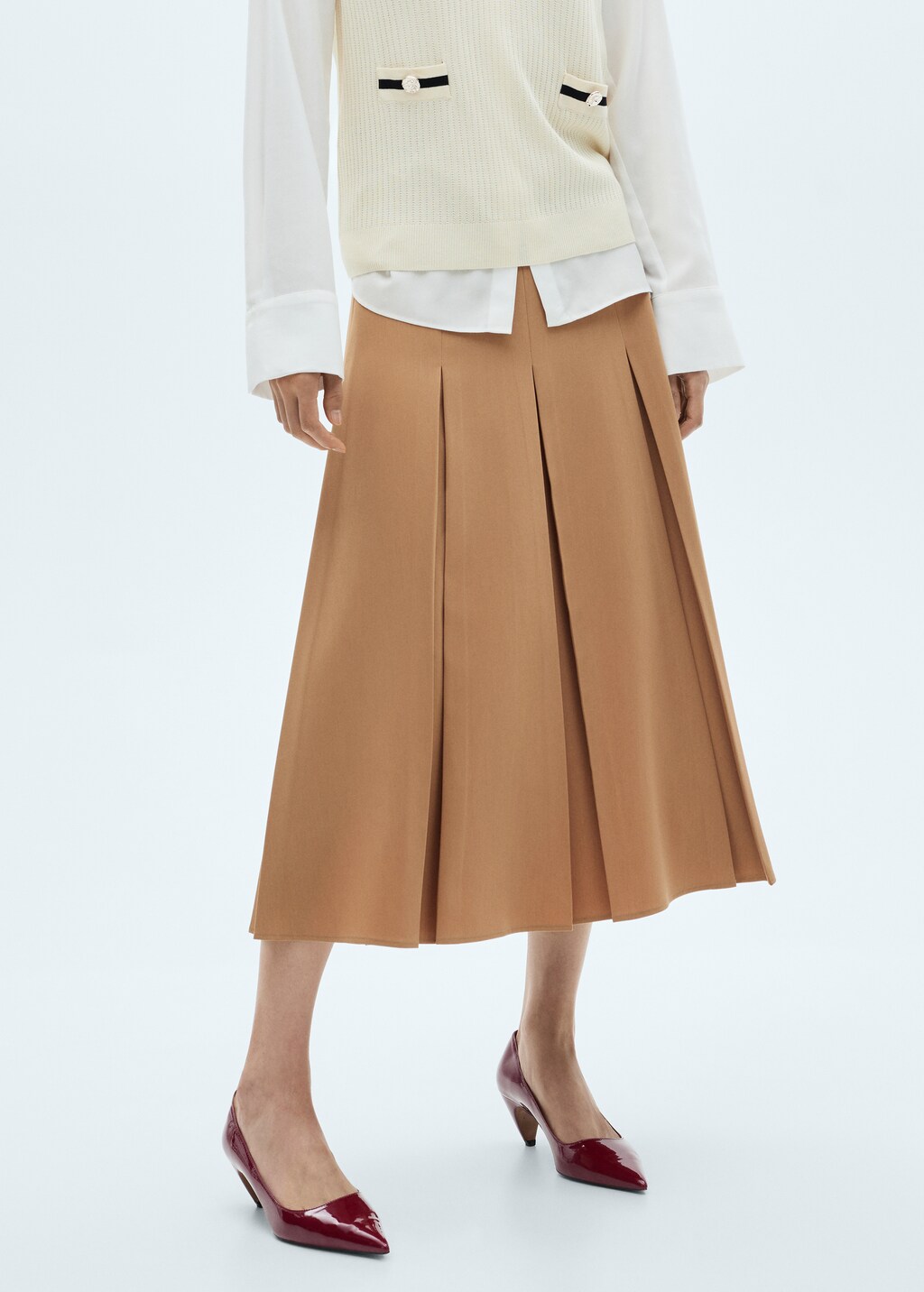 Godet midi skirt - Medium Brown