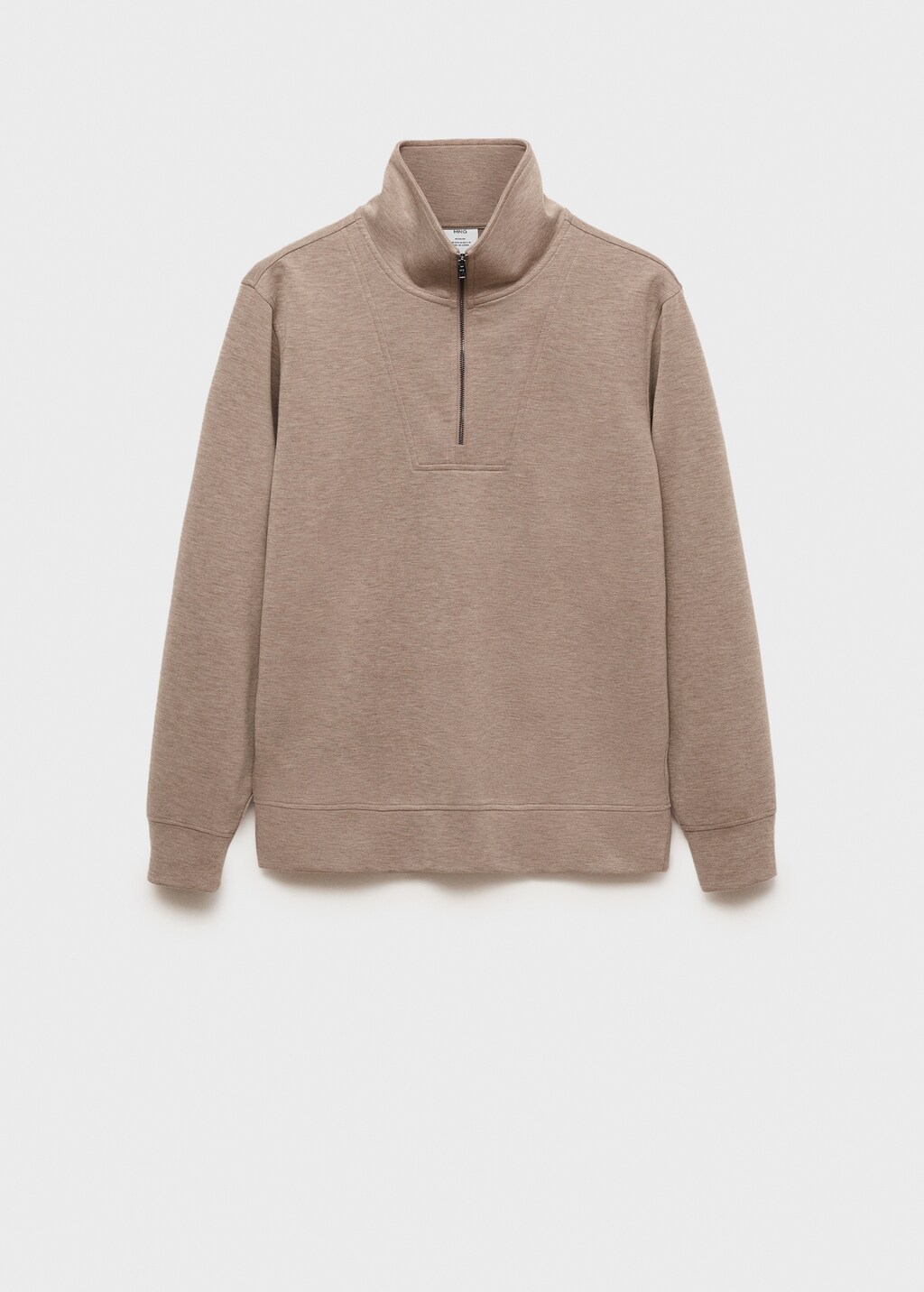 Regular-fit zip-neck sweatshirt - Mink Grey