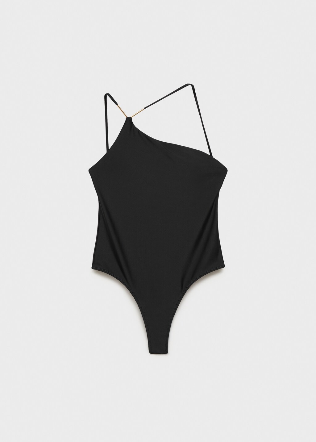 Asymmetrical swimsuit with metallic detail - Black