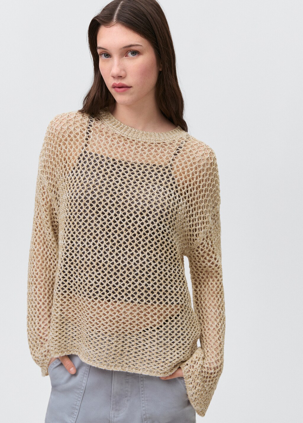 Openwork knit sweater - Beige
