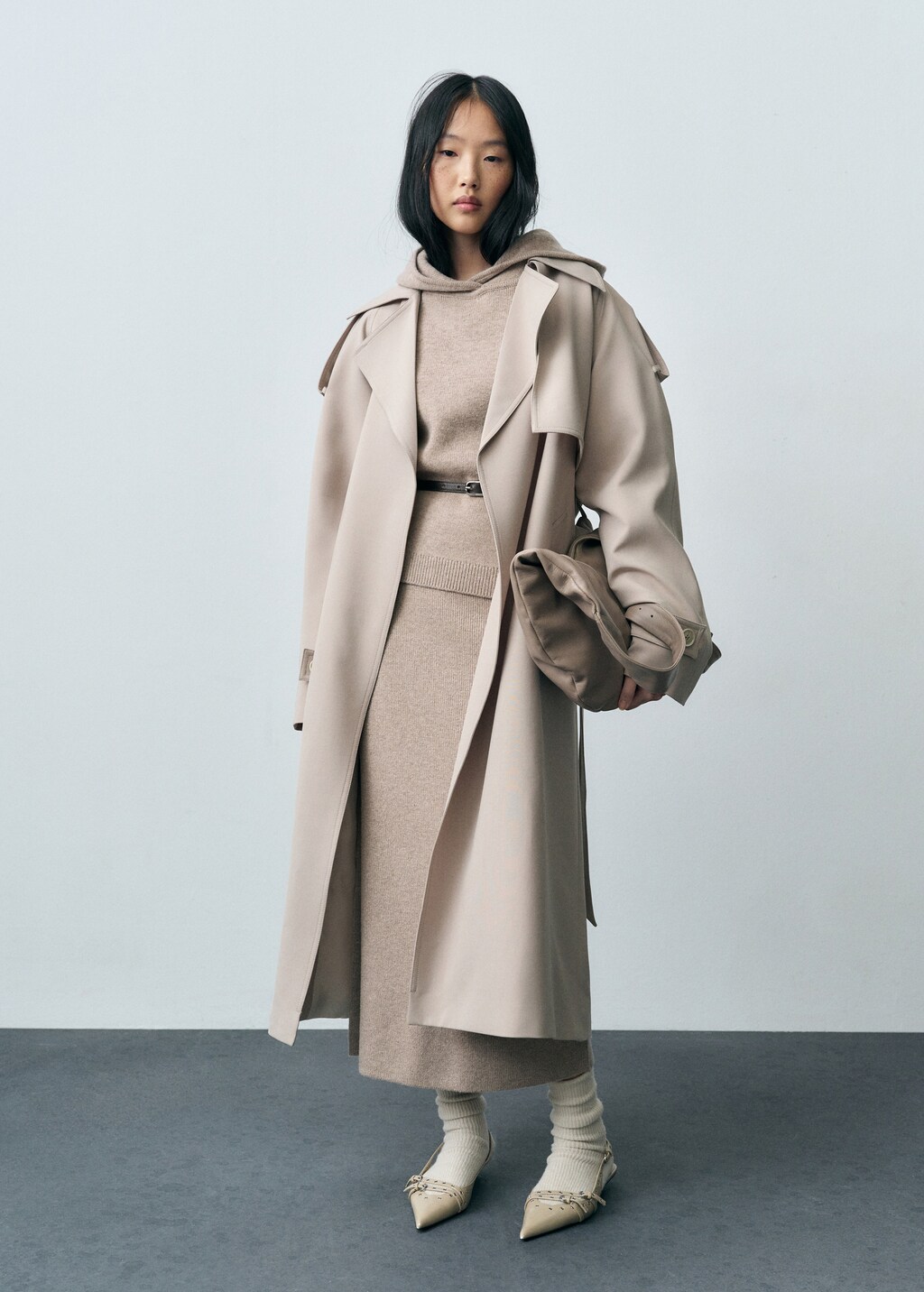 Wool-blend hooded sweater - Sand