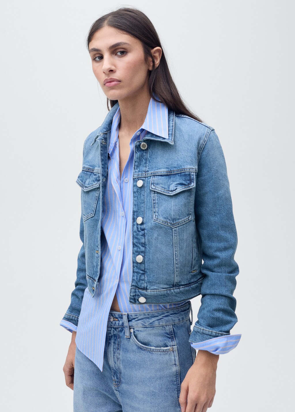 Crop denim jacket - Medium Blue