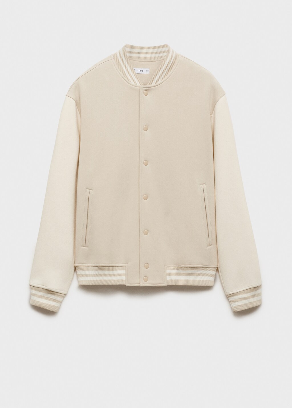Contrasting cotton bomber jacket - Beige