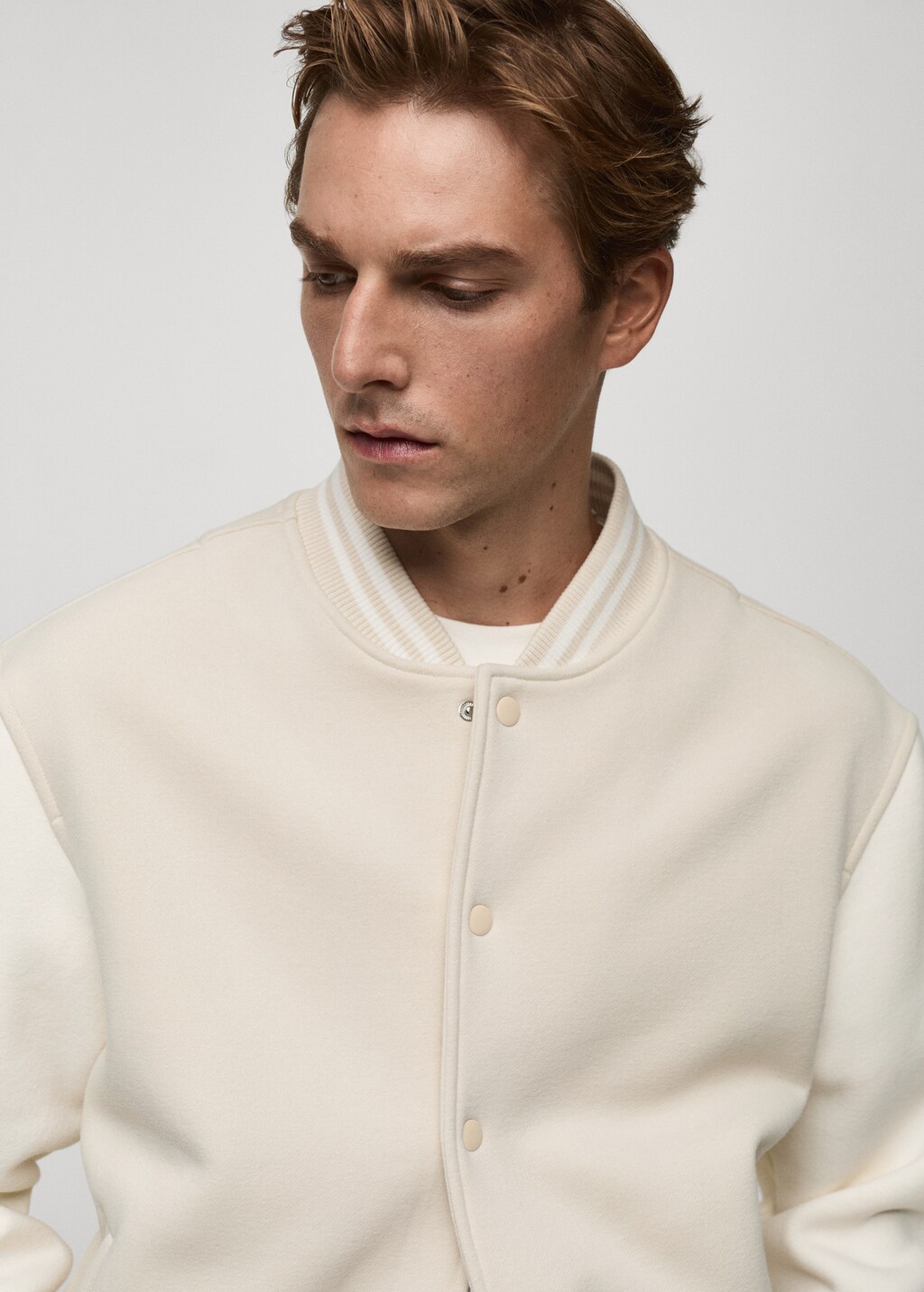 Contrasting cotton bomber jacket - Beige