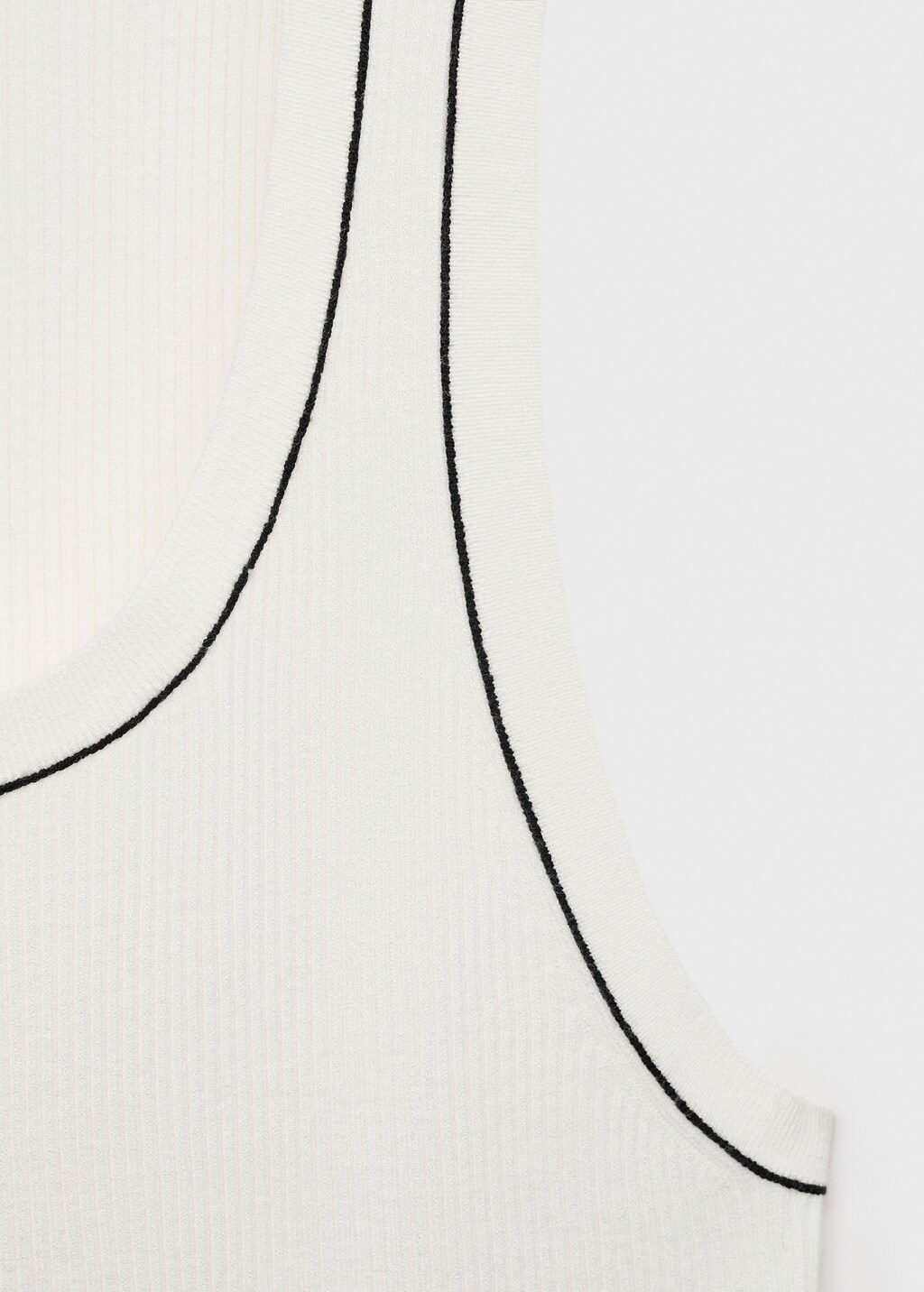 Ribbed top with contrasting trim - Khaki