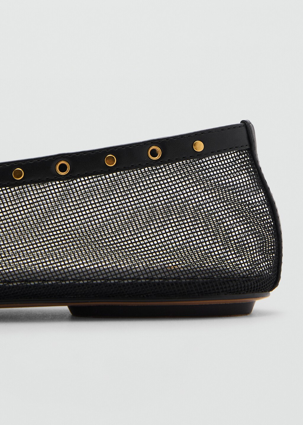 Mesh ballerina flats with die-cut details - Black