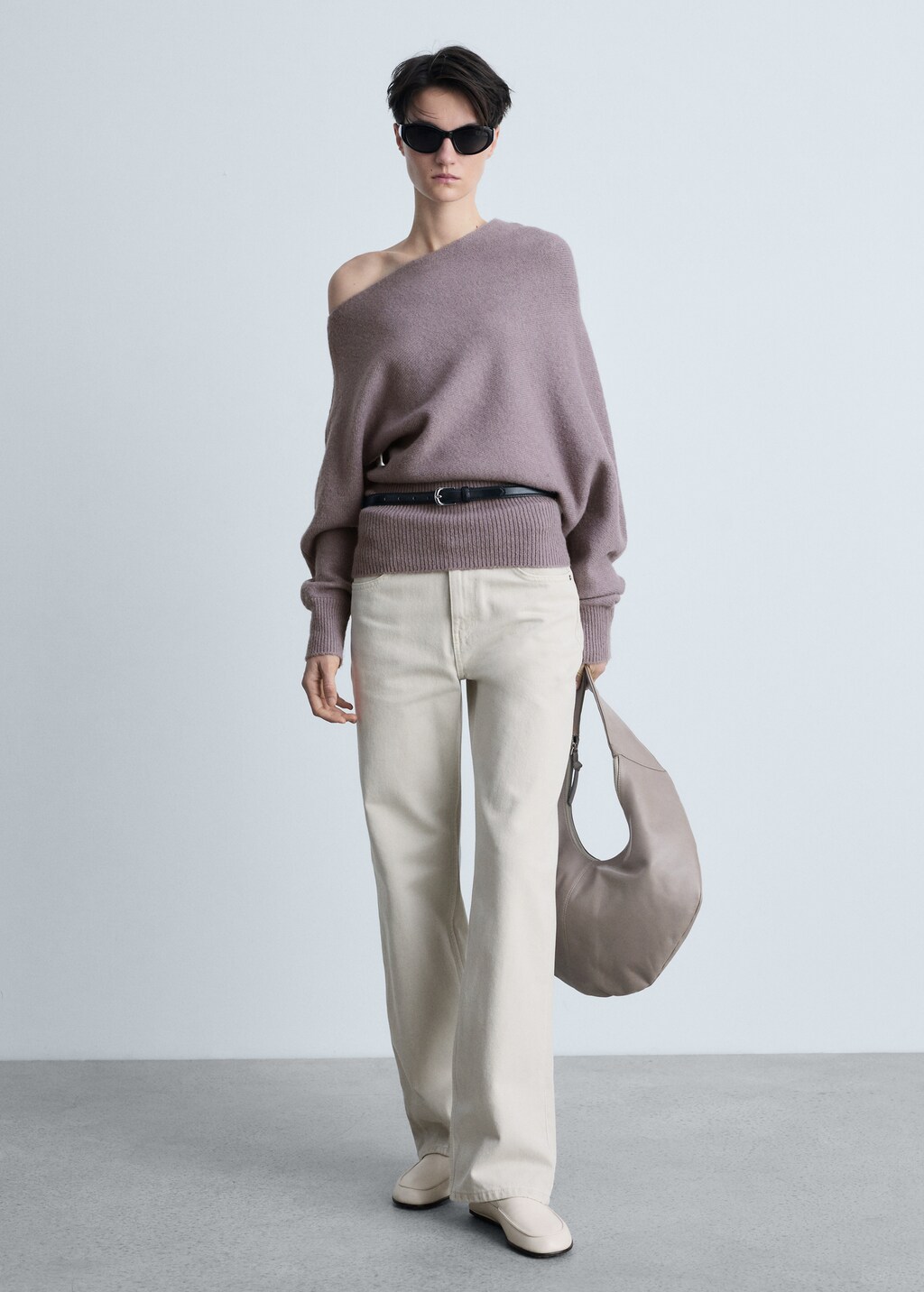 Asymmetrical wool-blend sweater - Light/Pastel Purple