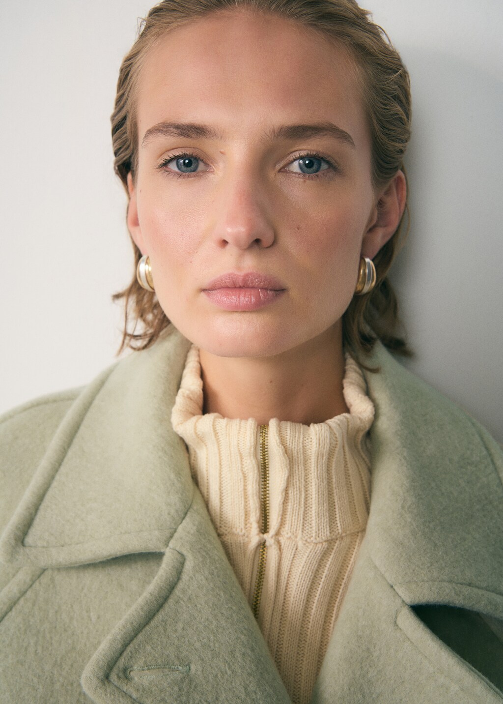 Woollen coat with belt - Vanilla