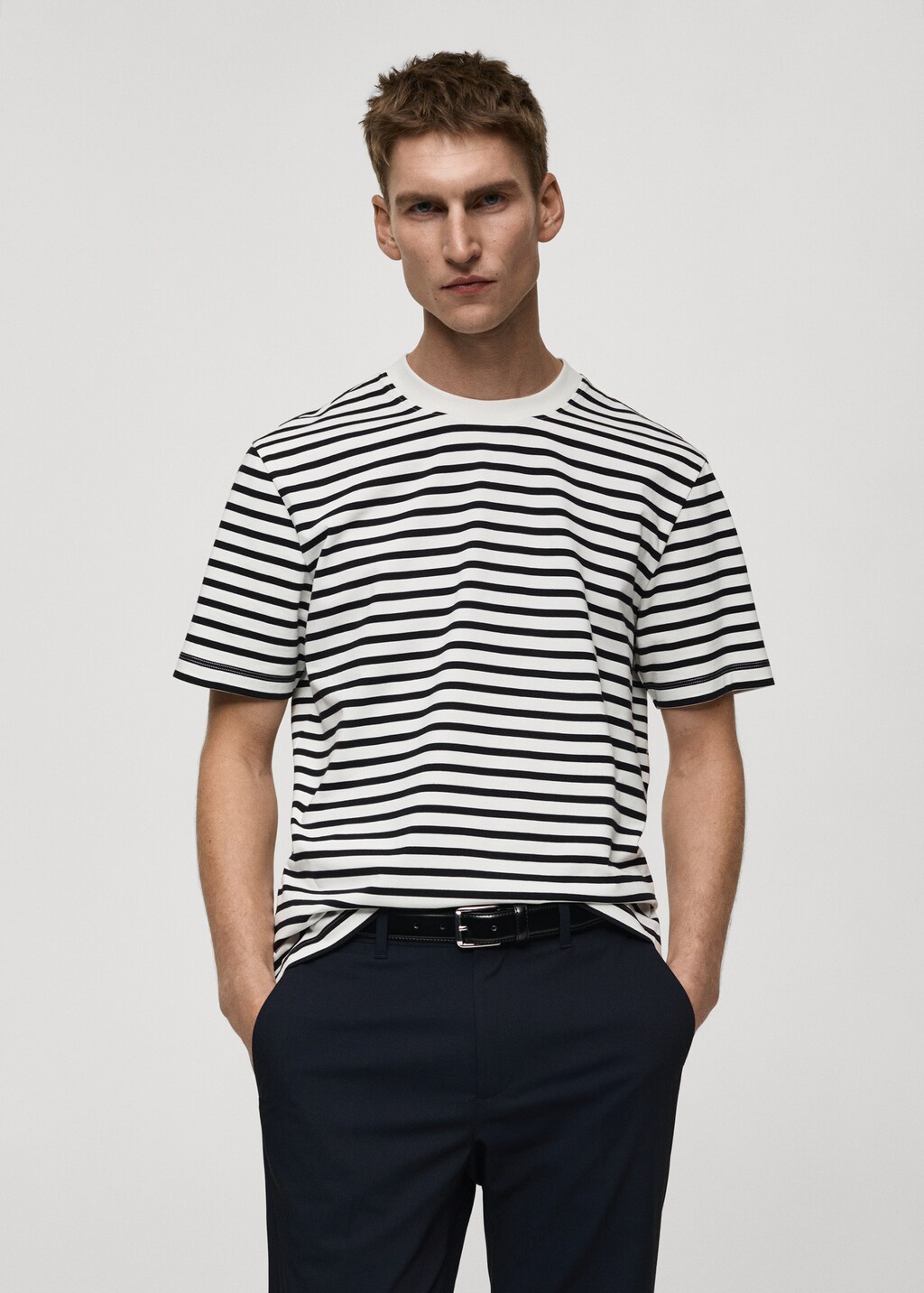 100% cotton striped t-shirt - Dark Navy