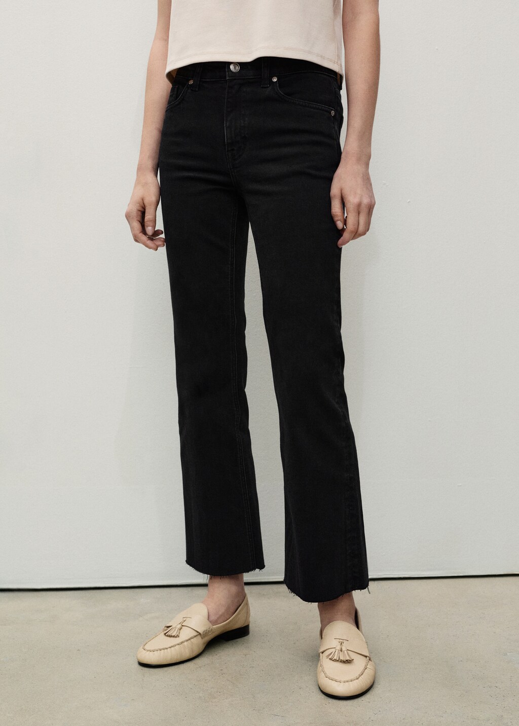 Sienna waxed flared cropped jeans - Black