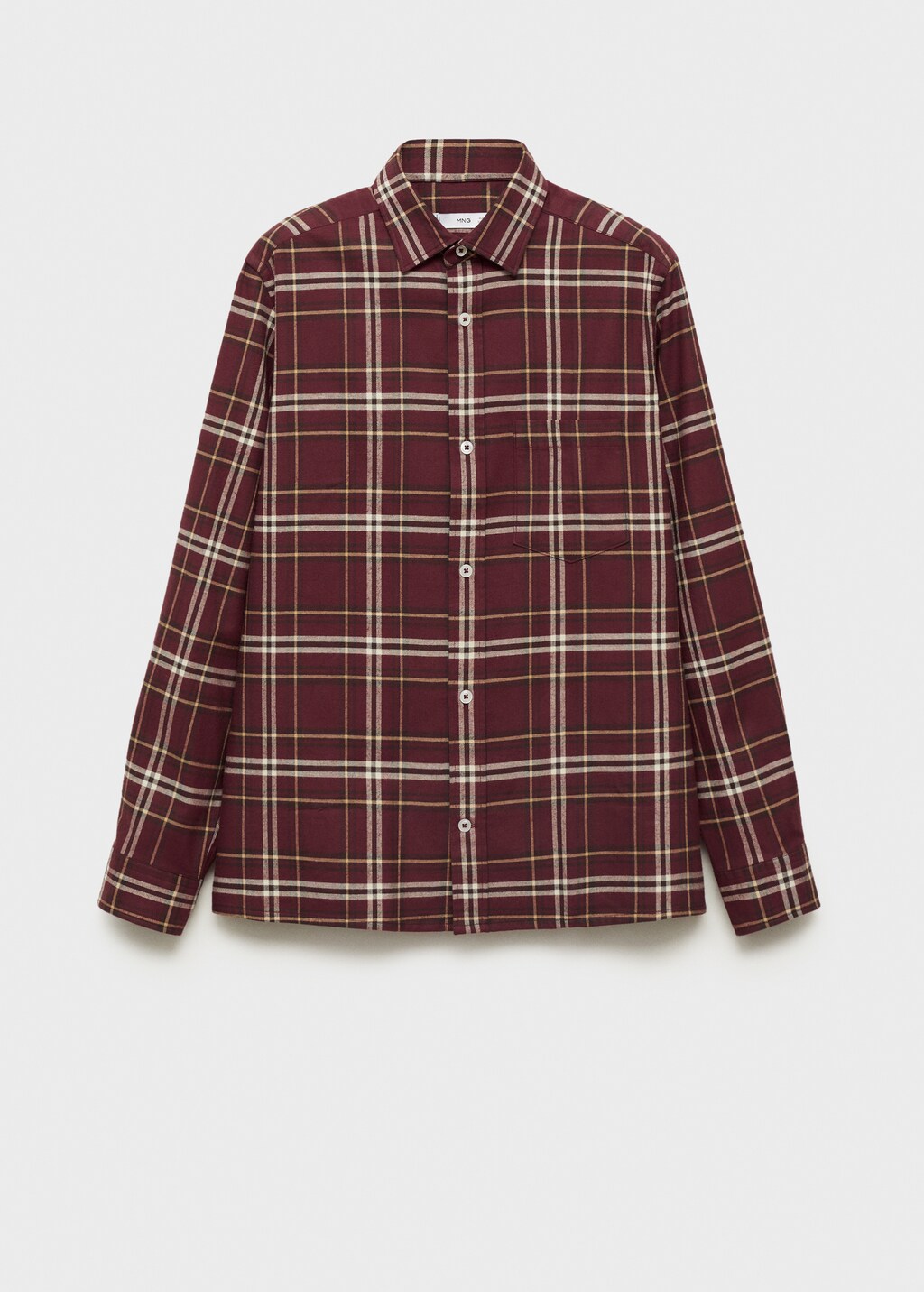 100% cotton flannel checkered shirt - Burgundy