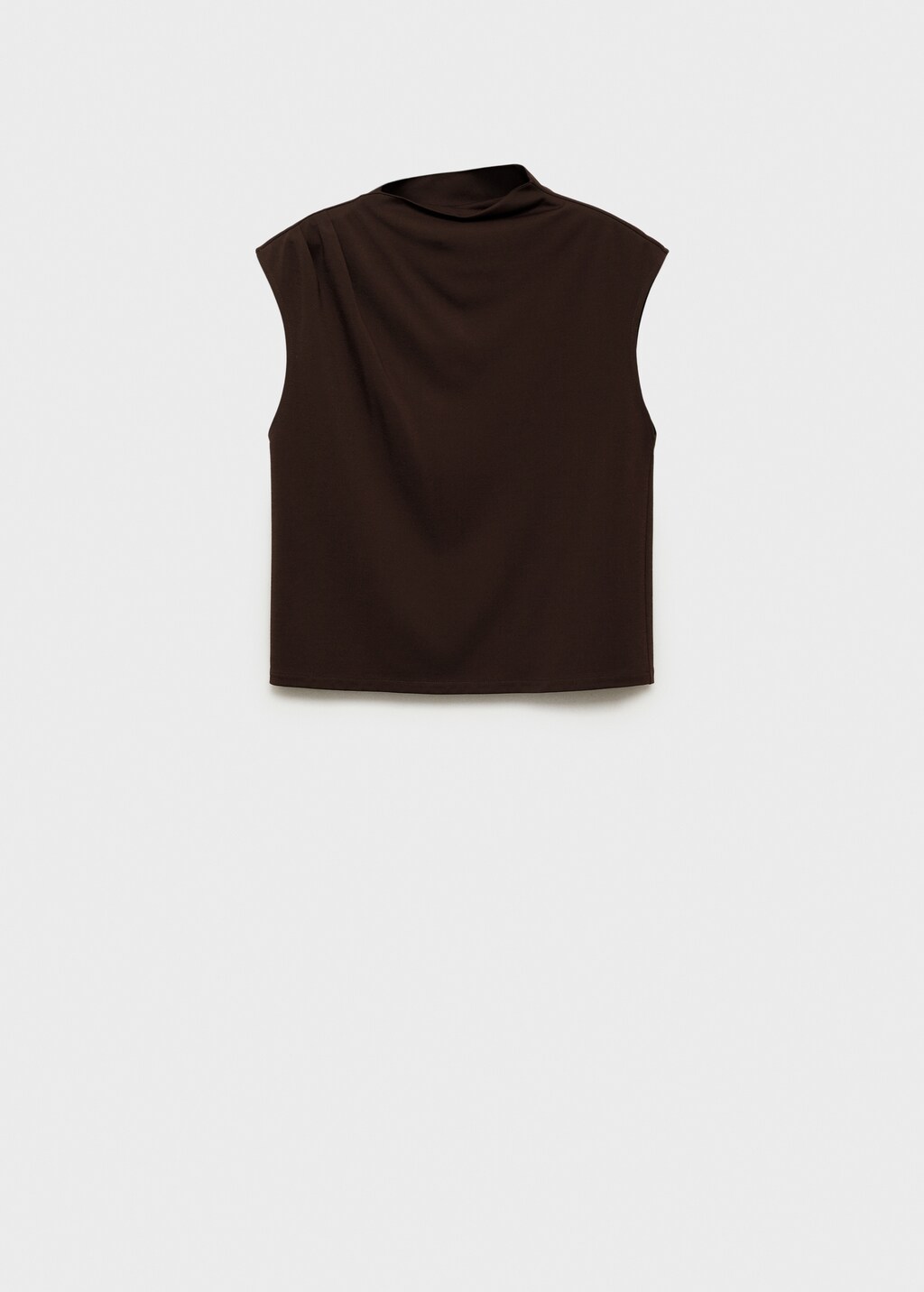T-shirt with gathered asymmetrical neck - Sand