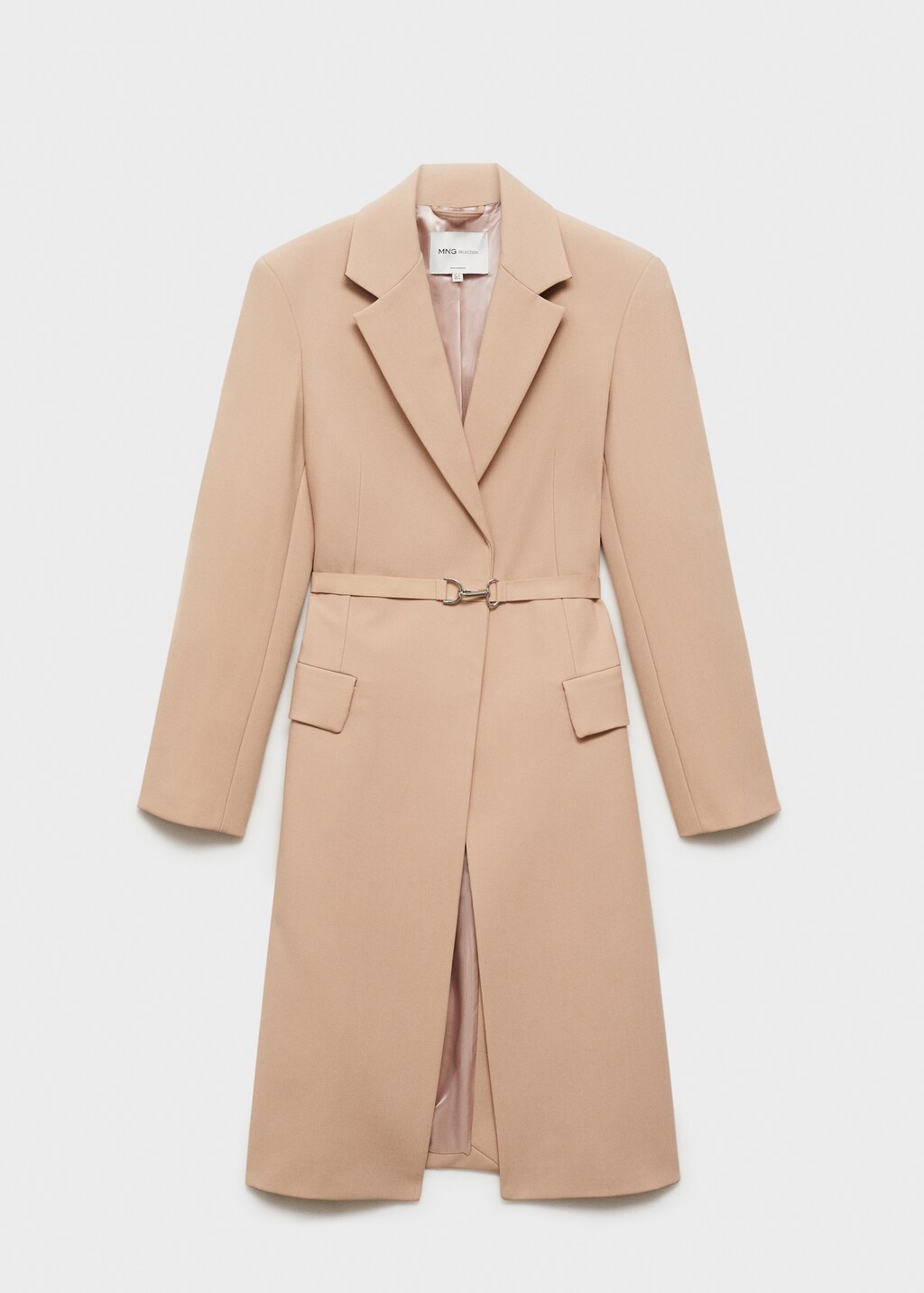 Woollen coat with belt - Nude