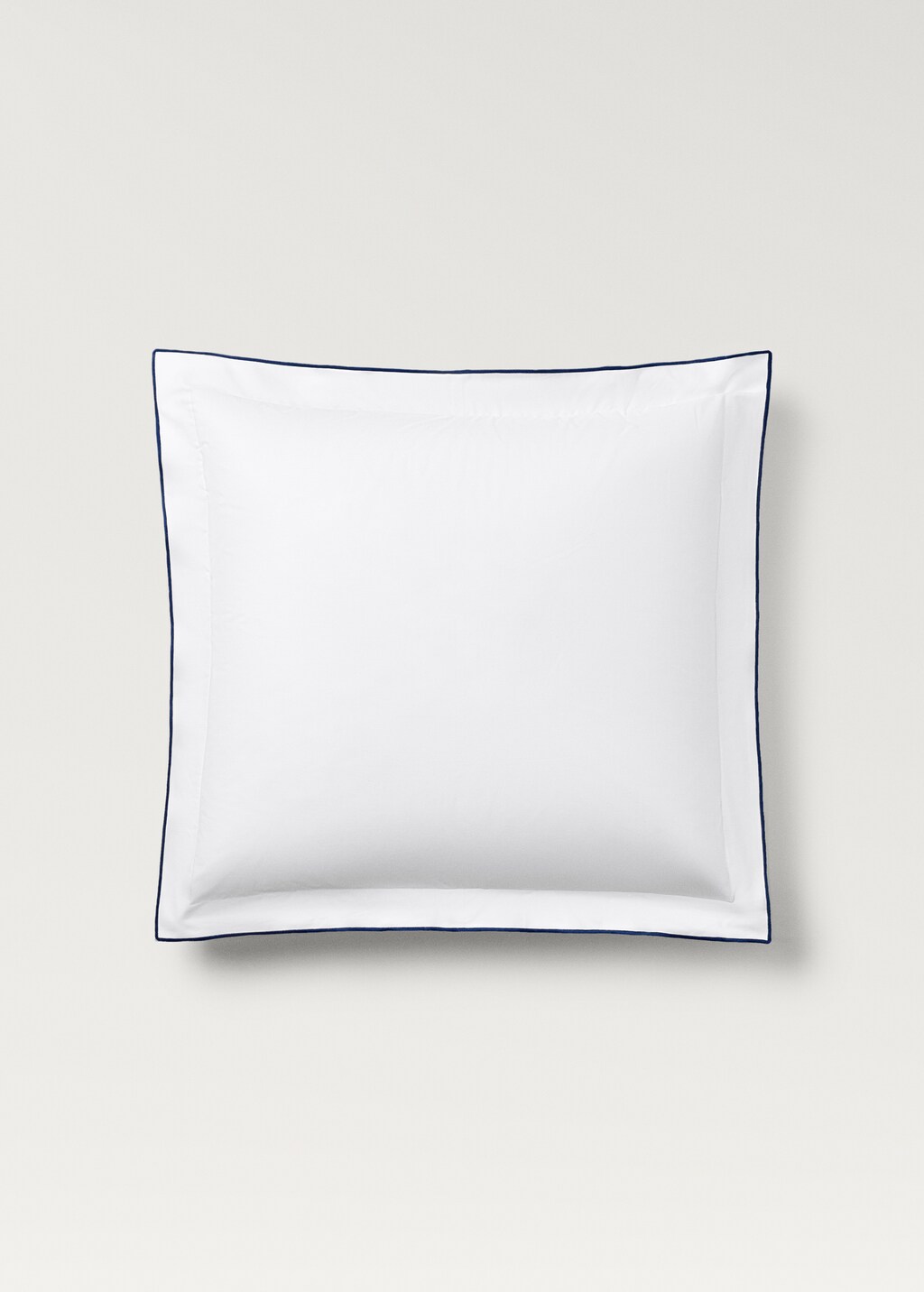 Cotton percale pillowcase with contrasting overlock stitching, 60x60 cm - Blue