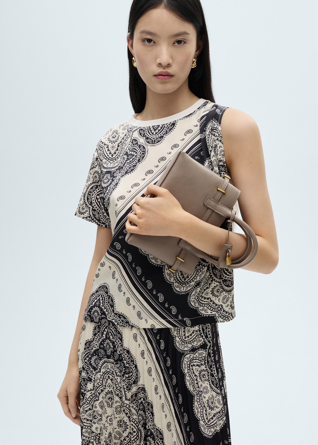 Asymmetrical paisley print t-shirt - Off White