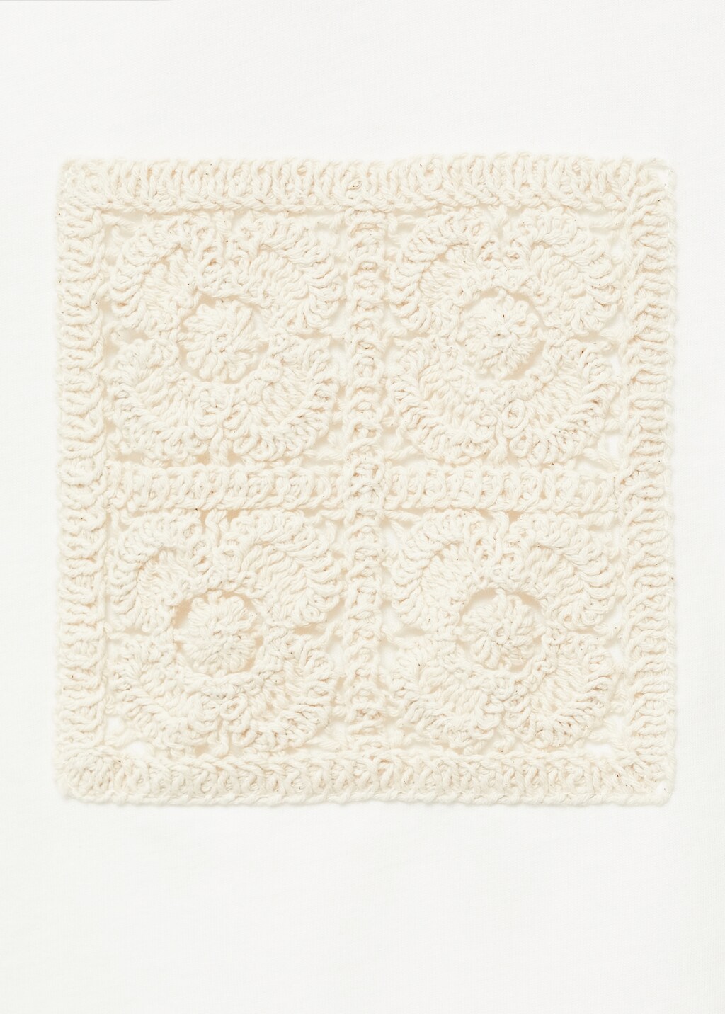 Crochet-embroidered t-shirt - Beige