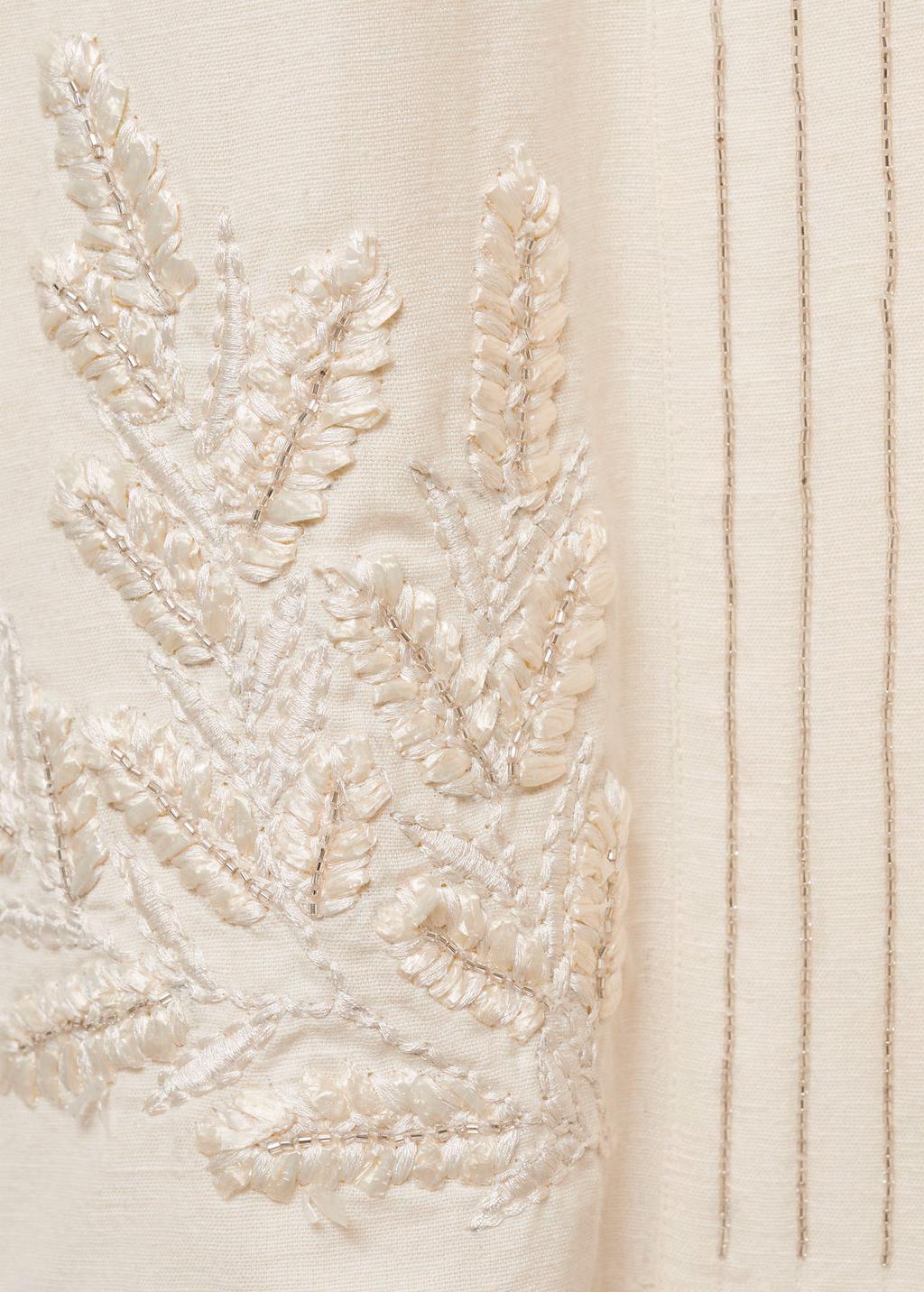 Embroidered cotton caftan - Off White