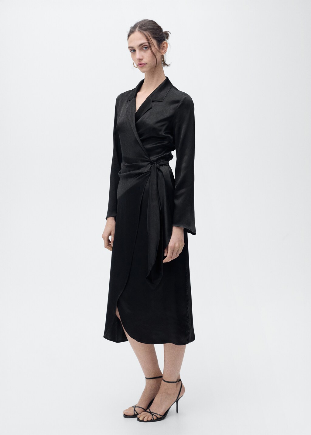 Wrap midi-dress with knot - Ecru
