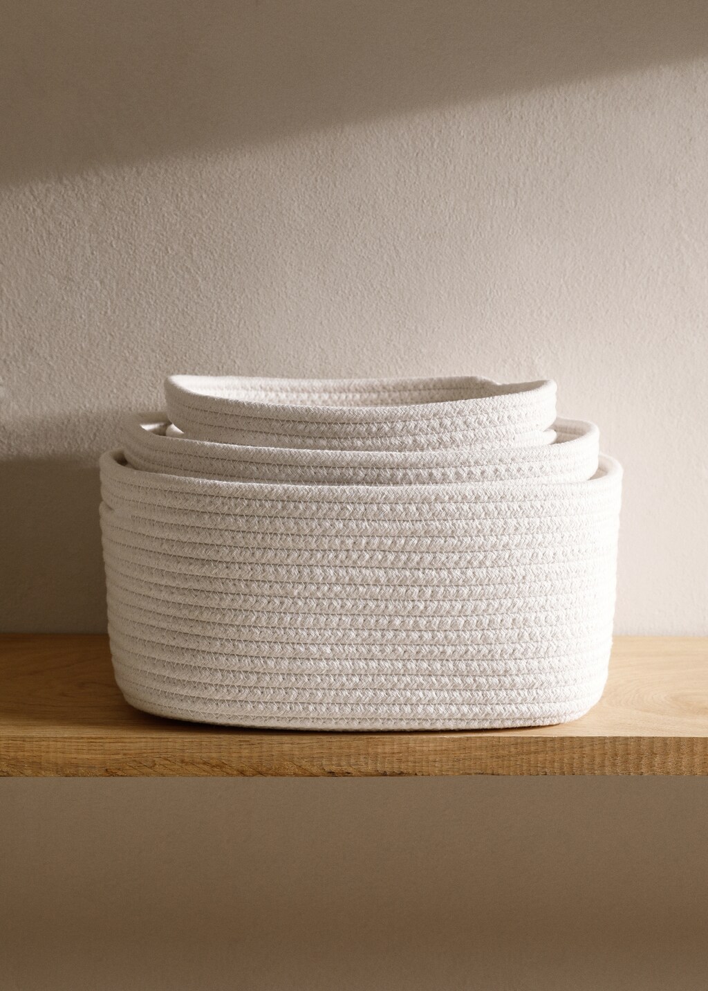 100% cotton storage basket 30x20cm - White
