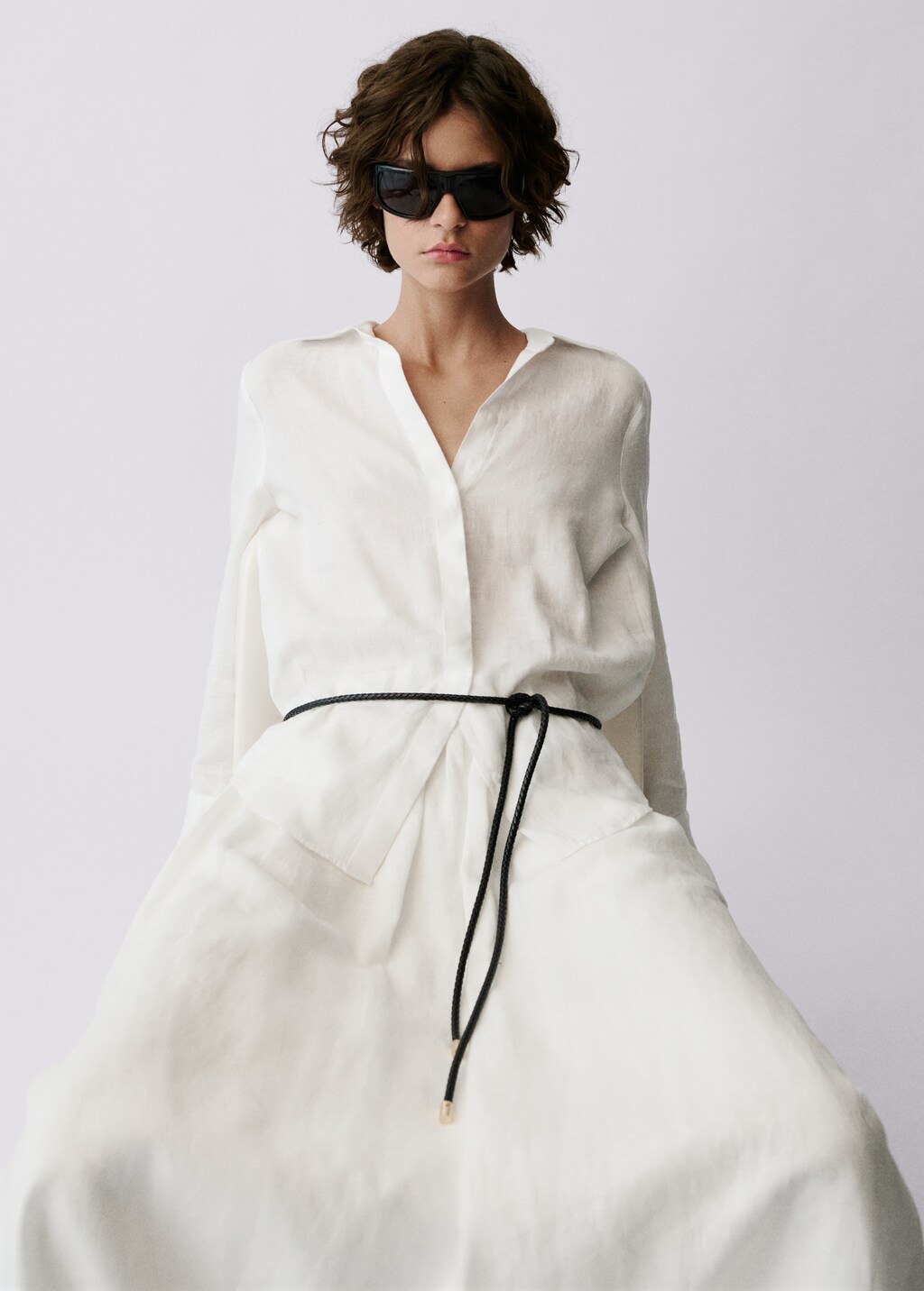 Regular linen shirt - White