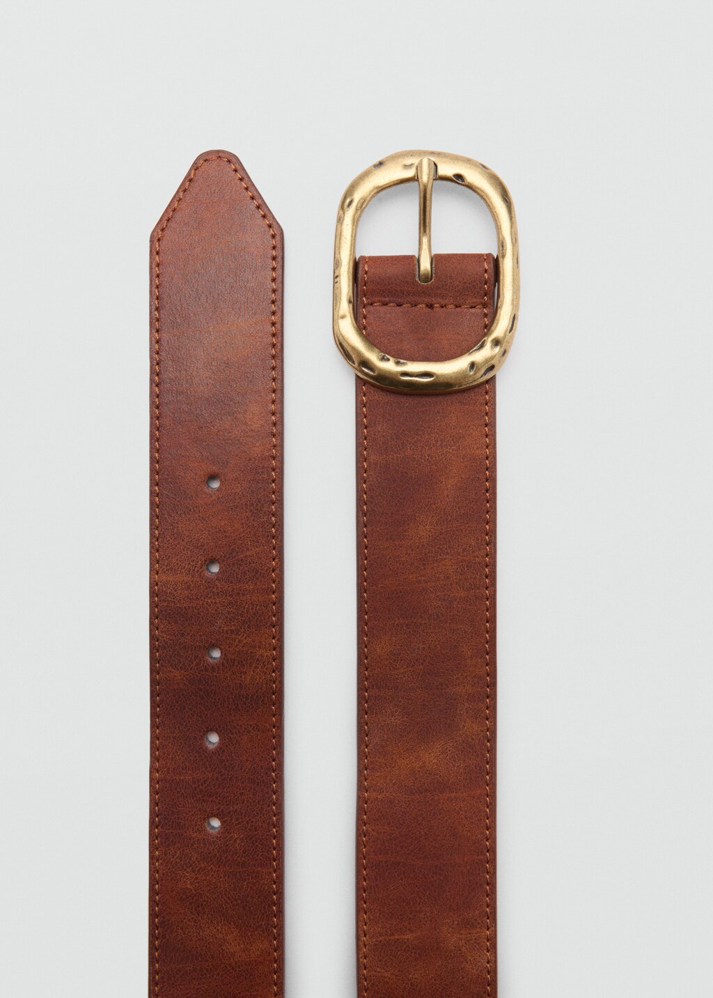 Textured belt with buckle - Brown